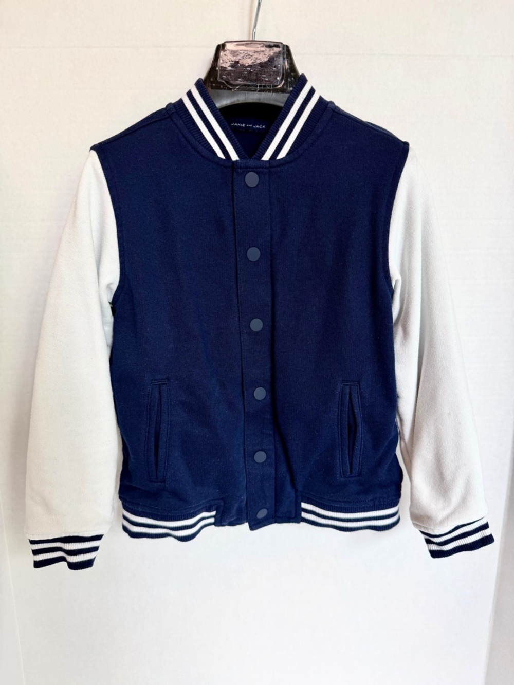 Janie and Jack Navy and White Letterman Jacket